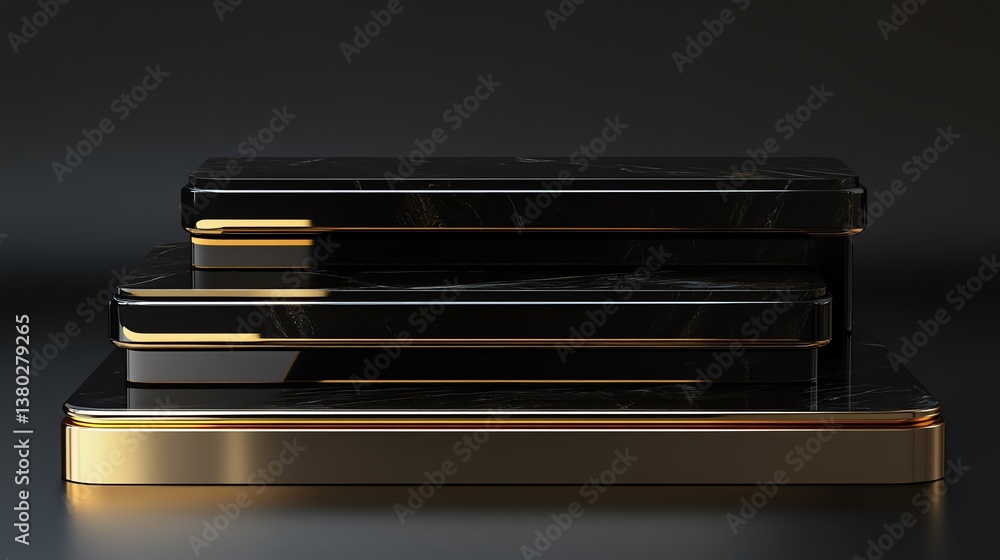 Stylish black devices stacked elegantly. Stylish black devices stacked elegantly.