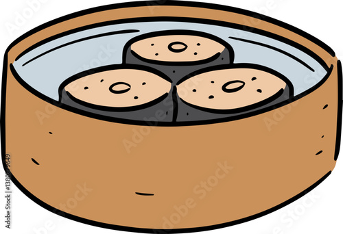 Illustration of dumpling basket
