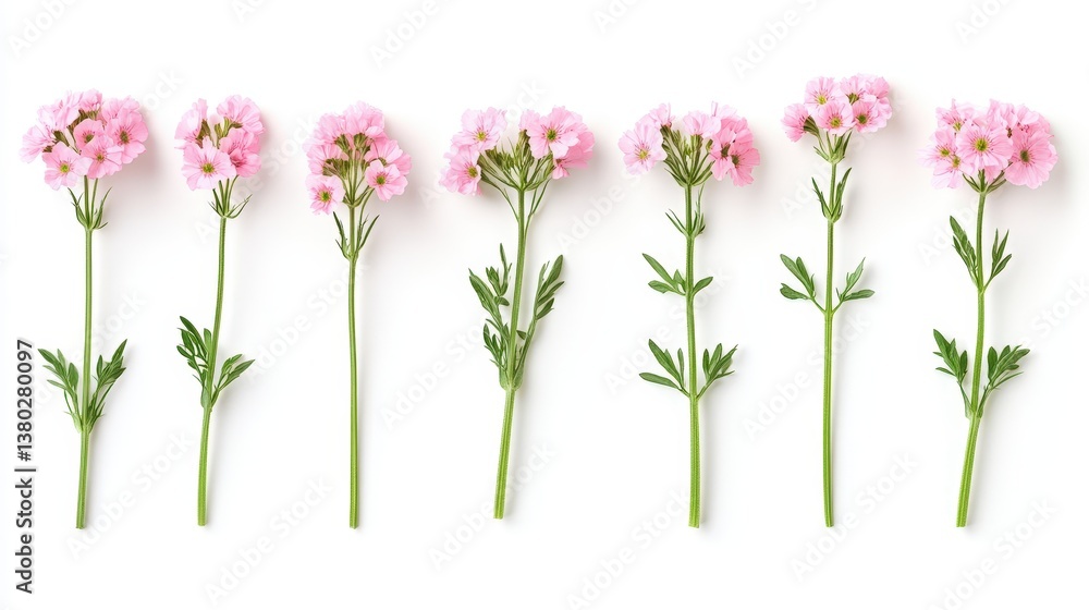 A row of delicate pink flowers with green stems, arranged neatly, showcasing nature's beauty and simplicity. A row of delicate pink flowers with green stems, arranged neatly, showcasing nature's beauty and simplicity.