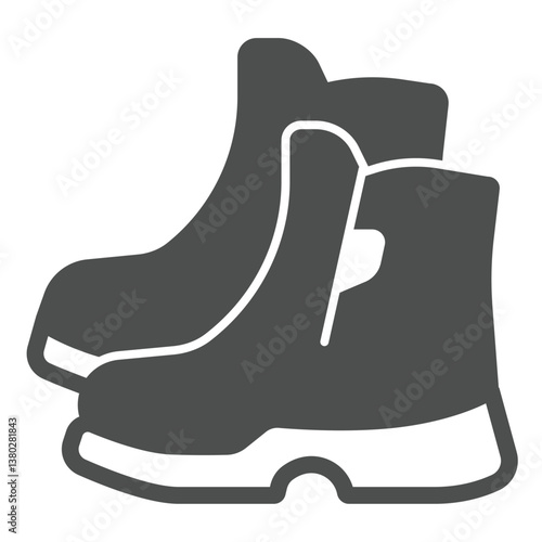 Winter boots pair solid icon, charitable donation concept. Vector graphics. Boots with zipper, footwear sign on white background, glyph style icon for mobile or web design.