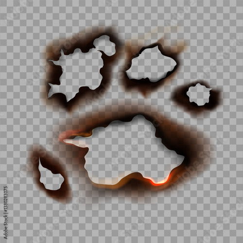 Burned paper spots composition