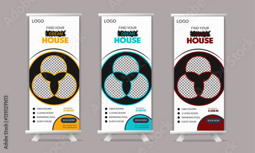Stylish company business Roll up banner design template vector, abstract background, modern x-banner, rectangle size 