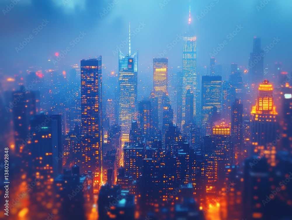 Fototapeta premium Downtown Omaha Nebraska City Skyline Aerial View at Twilight