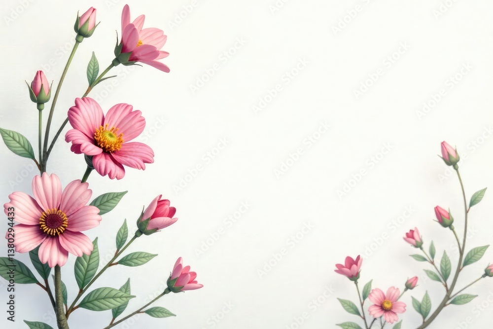 Delicate, small-scale floral print on white background, repeat, pastel Delicate, small-scale floral print on white background, repeat, pastel