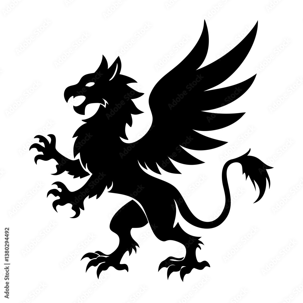 Obraz premium A fierce black silhouette of a griffin