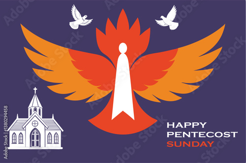 Pentecost, vector, illustration, card