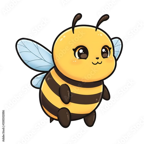 Bee cartoon waving.