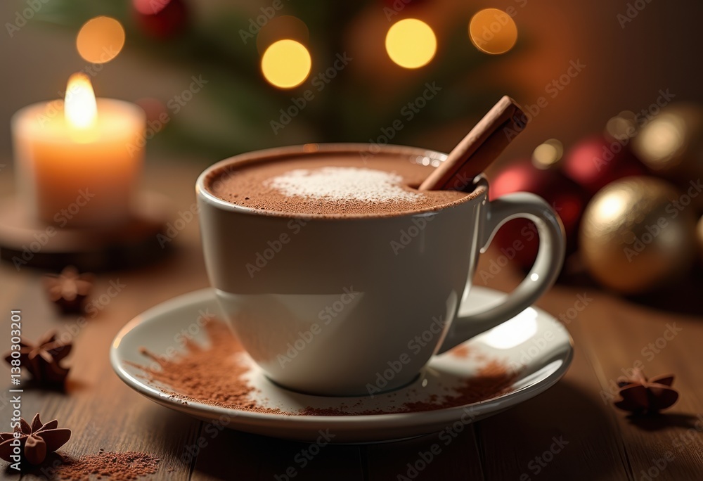 rich spiced hot chocolate cinnamon stick garnish creamy warm drink filling aroma cozy mood, whipped, beverage, sugar, milk, holiday, festive, winter, flavor rich spiced hot chocolate cinnamon stick garnish creamy warm drink filling aroma cozy mood, whipped, beverage, sugar, milk, holiday, festive, winter, flavor