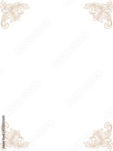 Whimsical graceful frame in regency style. Perfect for a Bridgerton-inspired wedding design (aesthetic, whimsical line art style). Monochrome digital illustration.PNG