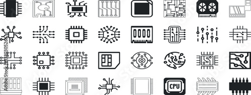 Electrical component symbols vector pack shows resistor, capacitor, transistor, diode, batterie, switch for circuit diagram designs, engineering visuals, electronics education