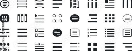 hamburger menu vector set, three line menu icon, UI symbol, user interface vector symbols, navigation elements, web buttons filled and outline designs