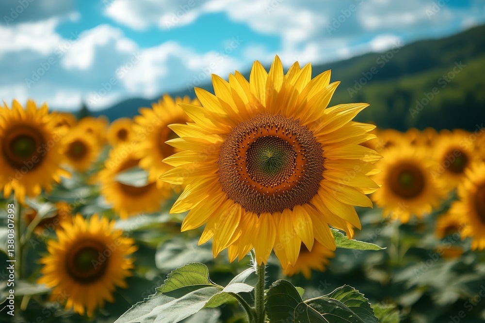 Fototapeta premium Vibrant Sunflower Field in Summer