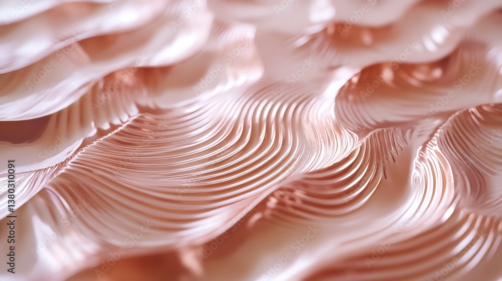Abstract image of flowing rose gold metallic wavy textures