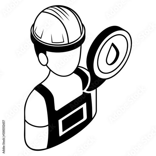 oilman Avatar isometric Concept, Industrial Plant Manager Vector outline icon Design, Oil and Gas industry Symbol, Hydrocarbon Energy Sector Sign, Service and supply  illustration