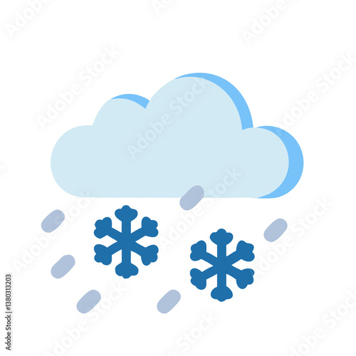 Winter Weather Icon Snow Flurries and Cloud Illustration