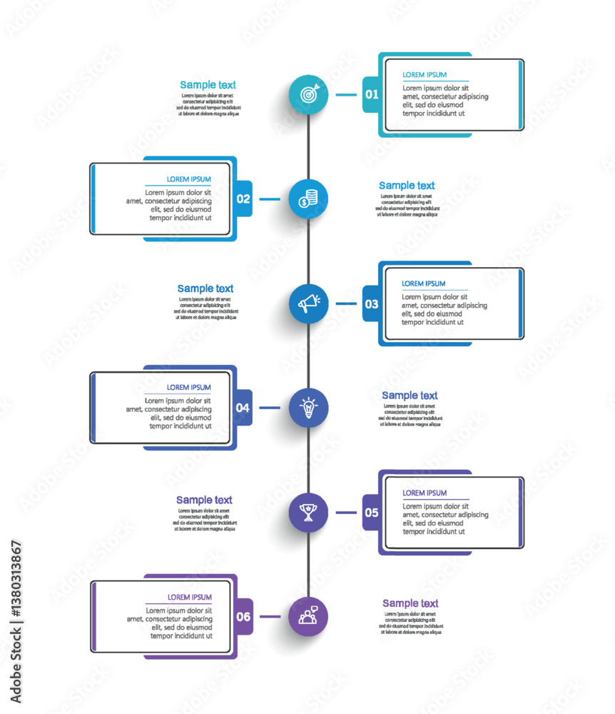 Infographic design business template with 6 options, steps. Can be used for workflow layout, diagram, annual report, web design Infographic design business template with 6 options, steps. Can be used for workflow layout, diagram, annual report, web design