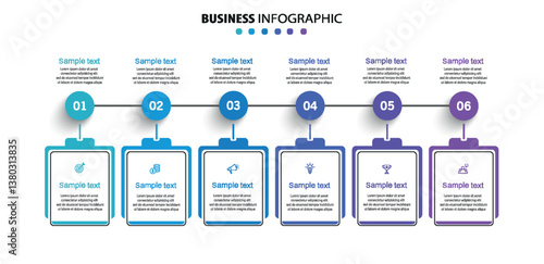 Infographic design business template with 6 options, steps. Can be used for workflow layout, diagram, annual report, web design
