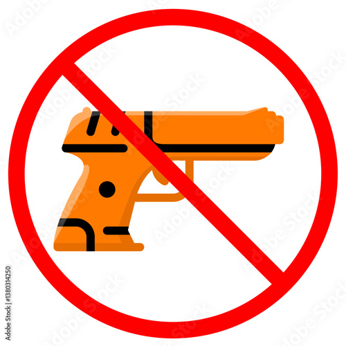 Prohibition Sign Featuring Gun Icon Indicates Firearm Ban and Safety