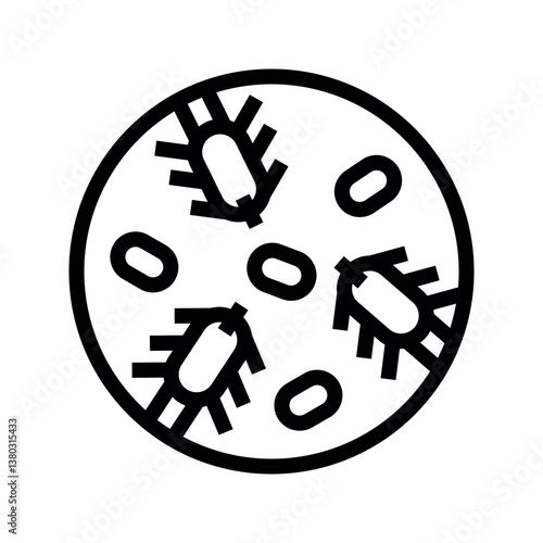 Escherichia coli  black line icon for digital and print projects. Microscopic probiotics.