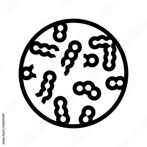 Lactococcus black line icon for digital and print projects. Microscopic probiotics.