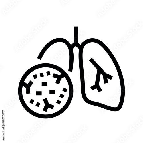 Respiratory microflora black line icon for digital and print projects.