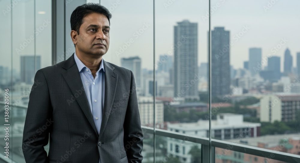 Pensive Entrepreneur Contemplating Business Strategy in Modern Office Pensive Entrepreneur Contemplating Business Strategy in Modern Office