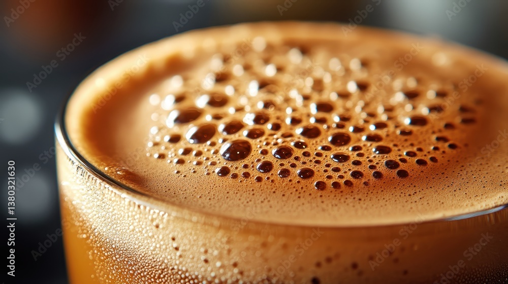 Close-up of Frothy Coffee Crema in Glass Close-up of Frothy Coffee Crema in Glass