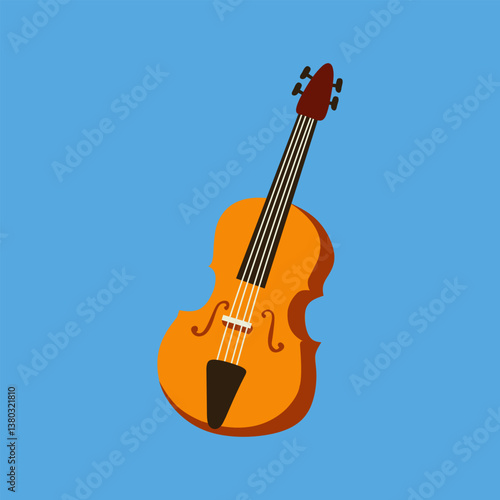 Illustration of an Orange Cello on a Blue Background