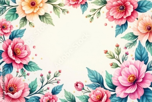 Soft, watercolor-style floral repeat, subtle color transitions , romantic, gentle