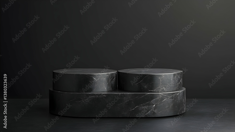 Black marble display stand, dark background. Product showcase (1) Black marble display stand, dark background. Product showcase (1)