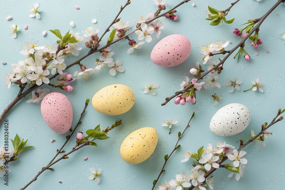 Pastel Eggs, Floral Branches, and Minimalist Design Pastel Eggs, Floral Branches, and Minimalist Design