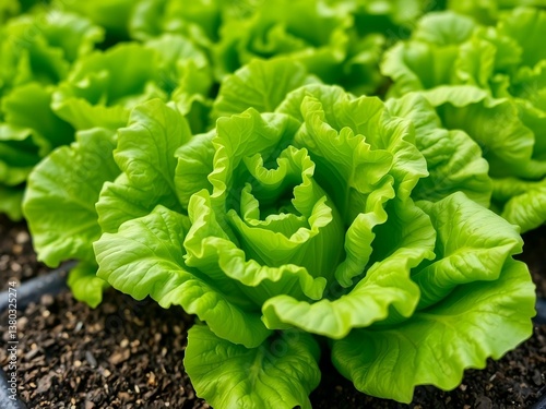 Fresh Organic Green Lettuce in Lush Garden