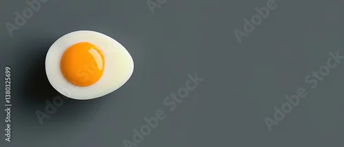 Panel kuchenny z motywem Halved hardboiled egg revealing yellow yolk on slate gray backdrop