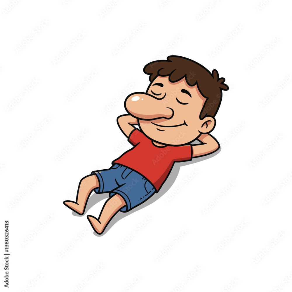 Cartoon Man Relaxing Vector - Peaceful Rest Illustration Cartoon Man Relaxing Vector - Peaceful Rest Illustration