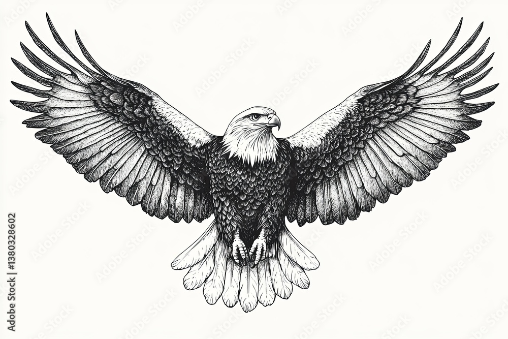 Obraz premium An artistic depiction of an eagle with spread wide wings