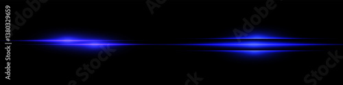 Bright horizontal beam of light on black background. Glowing laser effect creating futuristic and sci-fi aesthetics. Suitable for technology, energy, speed and digital design themes.