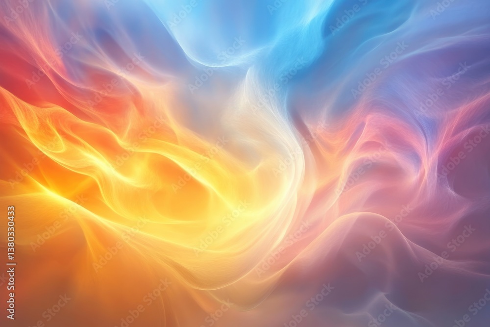 Fototapeta premium Abstract colorful swirls create a beautiful gradient of warm and cool tones in soft light