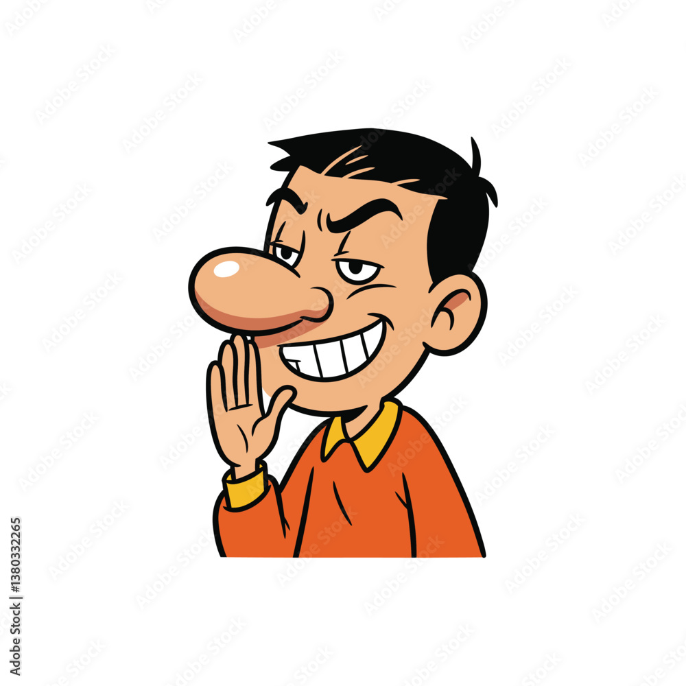 Cartoon Man Whispering Vector - Secret Sharing Illustration Cartoon Man Whispering Vector - Secret Sharing Illustration