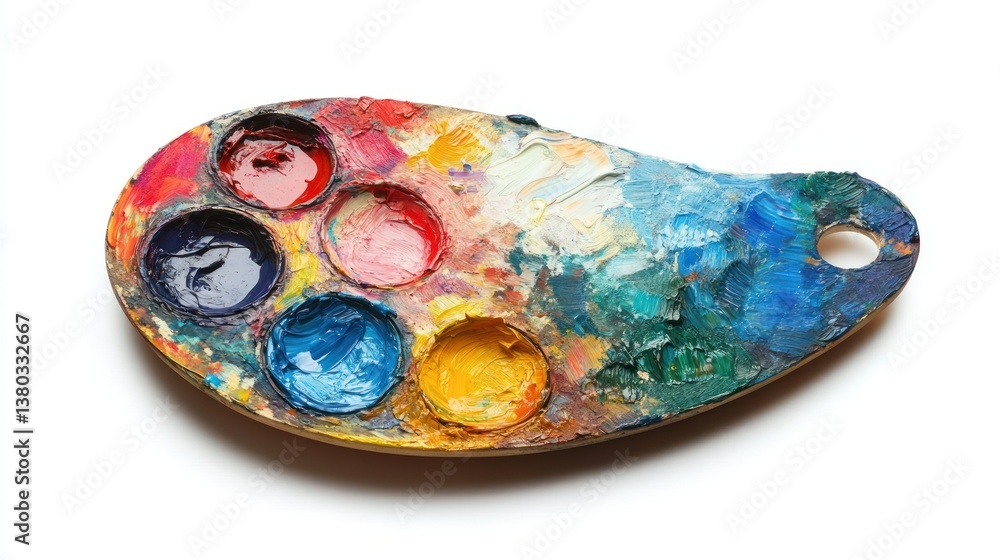 Fototapeta premium Colorful artist's palette, various hues of paint