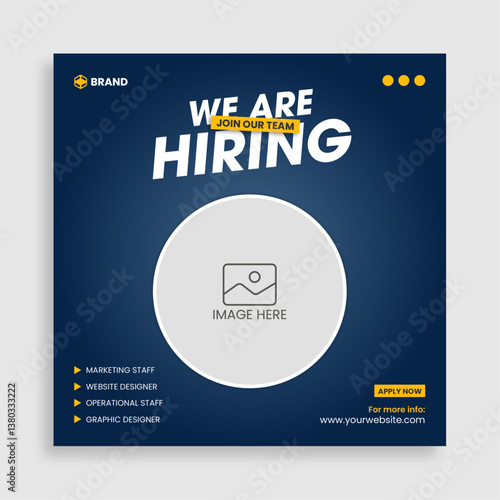 Hiring announcement social media post design template.