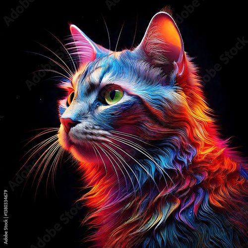 cat on black background