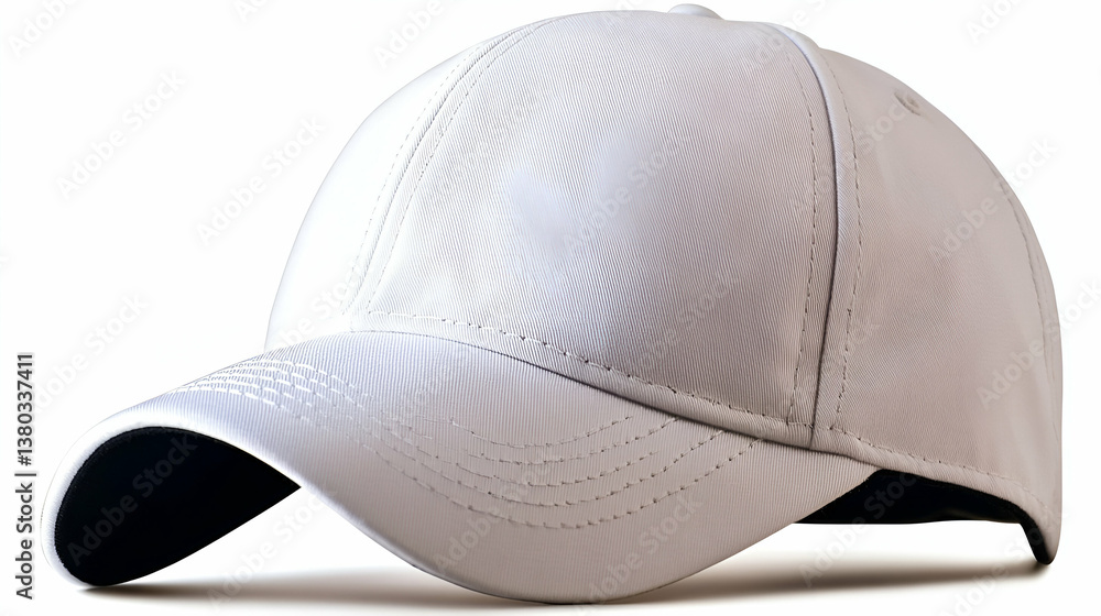Fototapeta premium White baseball cap, studio shot, plain background, apparel mockup