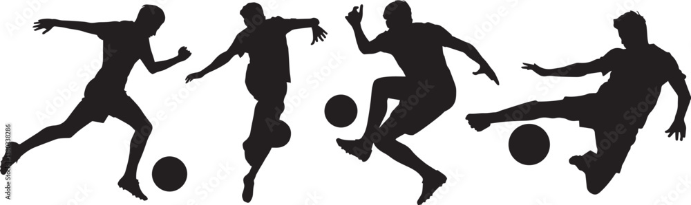 Obraz premium Football Player Silhouette Kicking Ball