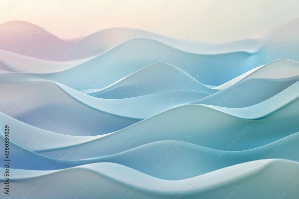 Fototapeta premium Gentle waves of soft blue and white create a serene atmosphere in a minimalist design