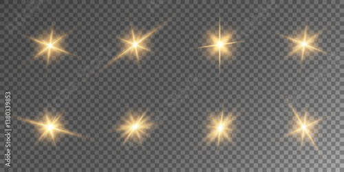 Lens Flare, light glow effect. sun or realistic shining star with backlight effect. bokeh glitter and sparkles or sparkles on transparent background.