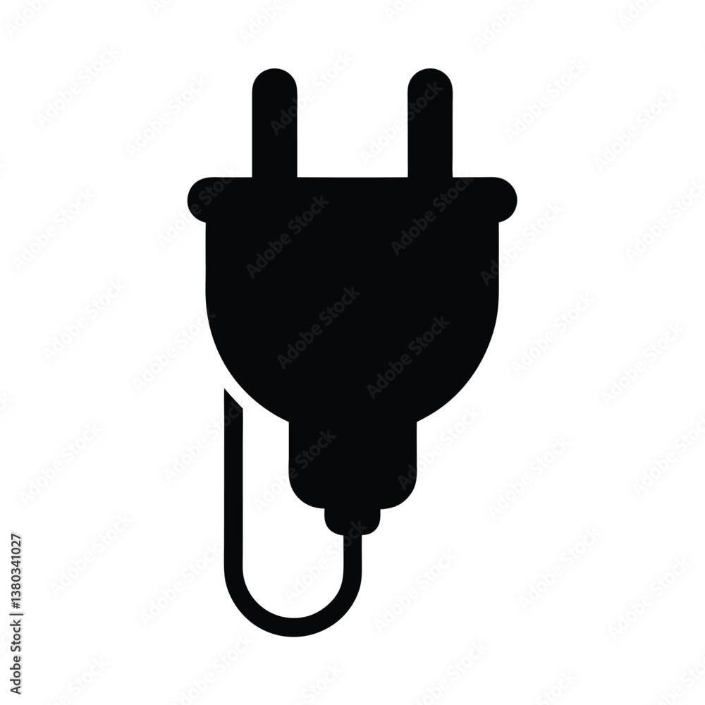 Simple Black Power Plug Icon. Simple Black Power Plug Icon.