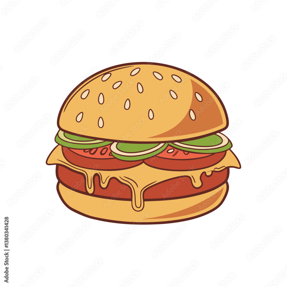Hamburger vector illustration isolated on a white background Hamburger vector illustration isolated on a white background