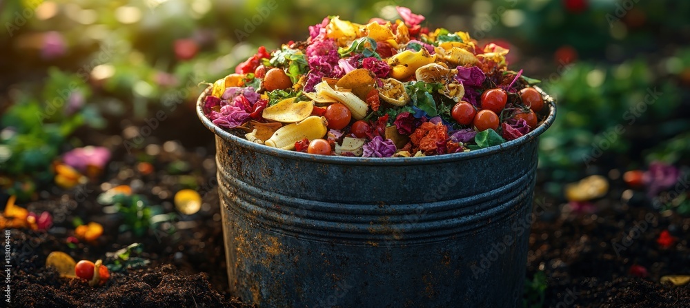 Composting Organic Waste for Natural Fertilizer in Eco-Friendly Gardening Practices with Colorful Kitchen Scraps and Nutrient-Rich Soil Composting Organic Waste for Natural Fertilizer in Eco-Friendly Gardening Practices with Colorful Kitchen Scraps and Nutrient-Rich Soil