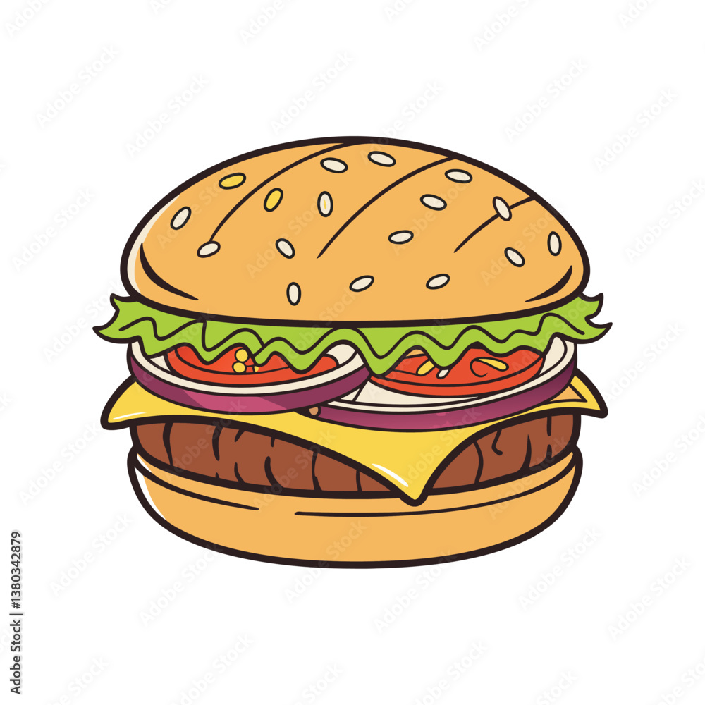 Hamburger vector illustration isolated on a white background Hamburger vector illustration isolated on a white background