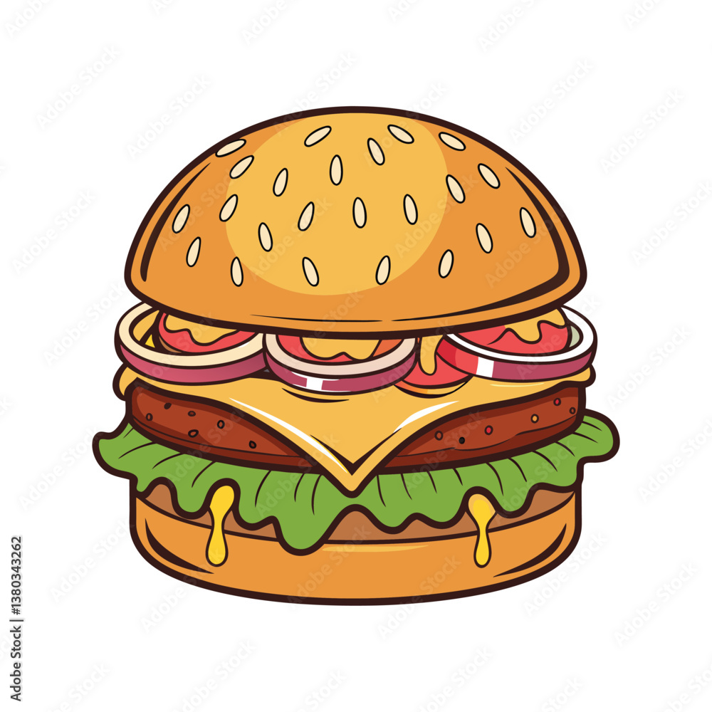 Hamburger vector illustration isolated on a white background Hamburger vector illustration isolated on a white background